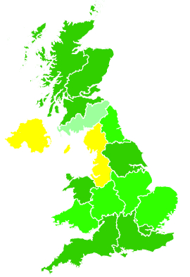 Click on a region for air pollution levels for 10/11/1993