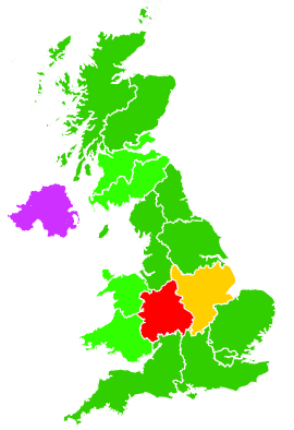 Click on a region for air pollution levels for 10/11/1996