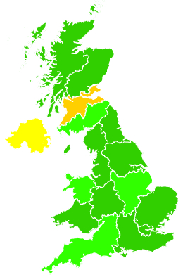Click on a region for air pollution levels for 10/11/1999