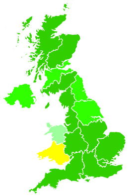 Click on a region for air pollution levels for 10/11/2022