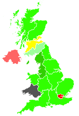 Click on a region for air pollution levels for 10/12/1989