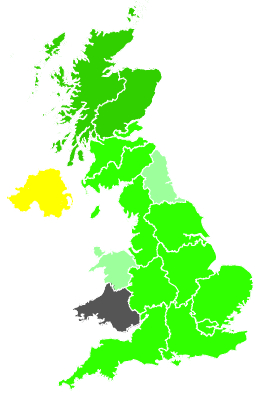 Click on a region for air pollution levels for 10/12/1990