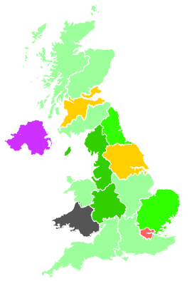 Click on a region for air pollution levels for 10/12/1991