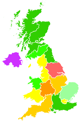 Click on a region for air pollution levels for 10/12/1995