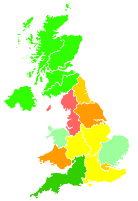 Click on a region for air pollution levels for 10/12/1996