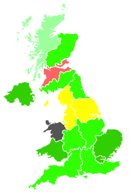 Click on a region for air pollution levels for 10/12/2001