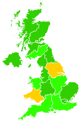 Click on a region for air pollution levels for 10/12/2002