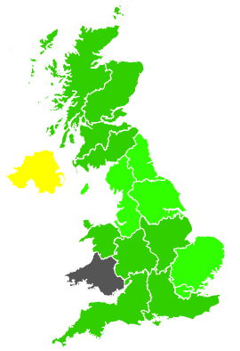 Click on a region for air pollution levels for 11/01/1991