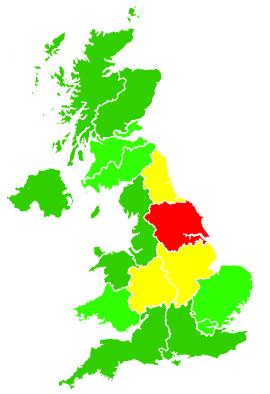 Click on a region for air pollution levels for 11/01/1994