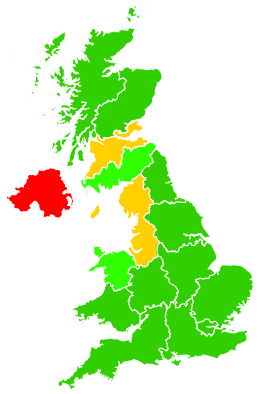 Click on a region for air pollution levels for 11/01/1999