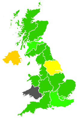 Click on a region for air pollution levels for 11/02/1991