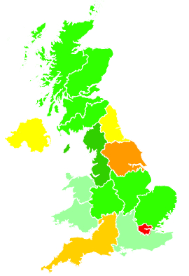 Click on a region for air pollution levels for 11/02/1993