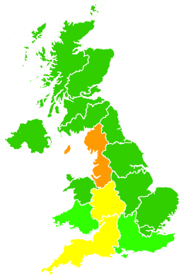 Click on a region for air pollution levels for 11/02/1999