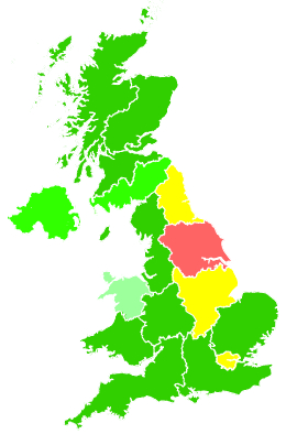 Click on a region for air pollution levels for 11/02/2008
