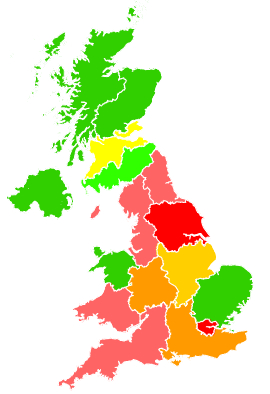Click on a region for air pollution levels for 11/03/1996