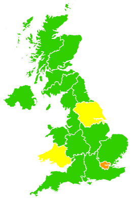 Click on a region for air pollution levels for 11/03/2000