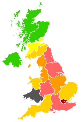 Click on a region for air pollution levels for 11/04/1992