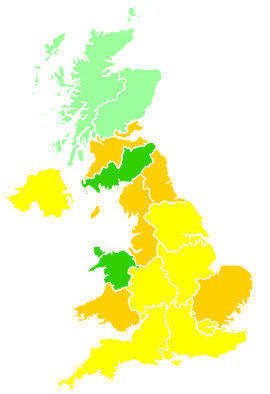 Click on a region for air pollution levels for 11/04/2002
