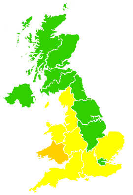 Click on a region for air pollution levels for 11/04/2007