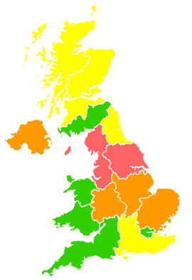 Click on a region for air pollution levels for 11/04/2013