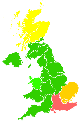 Click on a region for air pollution levels for 11/04/2018