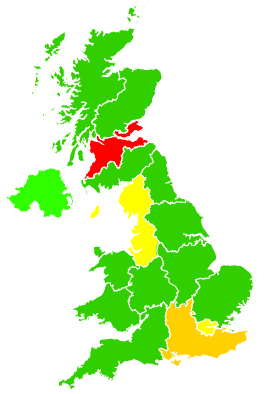 Click on a region for air pollution levels for 11/05/1998