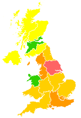 Click on a region for air pollution levels for 11/05/2001