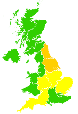 Click on a region for air pollution levels for 11/05/2009