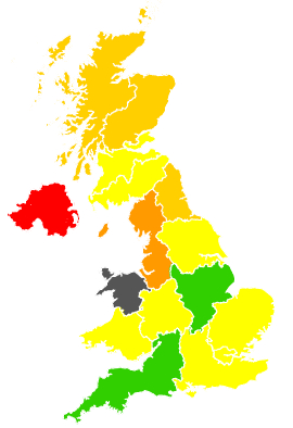 Click on a region for air pollution levels for 11/06/1993