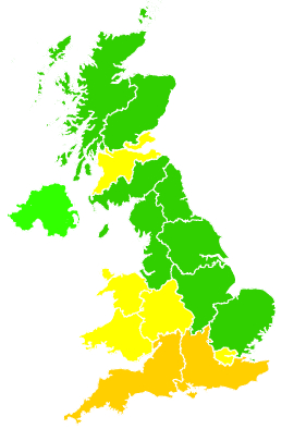 Click on a region for air pollution levels for 11/06/1997