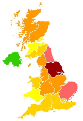 Click on a region for air pollution levels for 11/06/2006