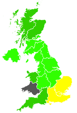 Click on a region for air pollution levels for 11/07/1990