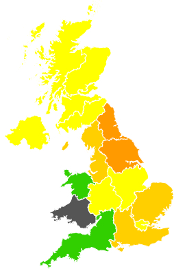 Click on a region for air pollution levels for 11/07/1991