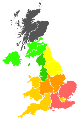 Click on a region for air pollution levels for 11/07/1994