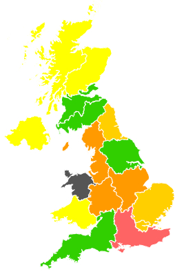 Click on a region for air pollution levels for 11/07/1995
