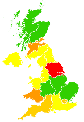 Click on a region for air pollution levels for 11/07/1997