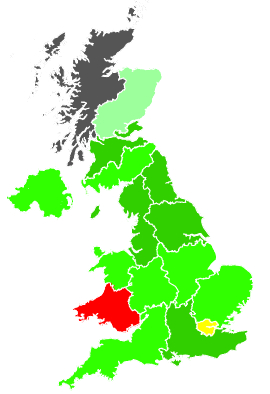 Click on a region for air pollution levels for 11/07/2001