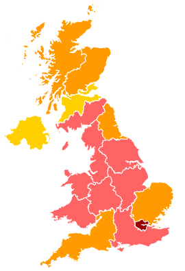 Click on a region for air pollution levels for 11/08/1995