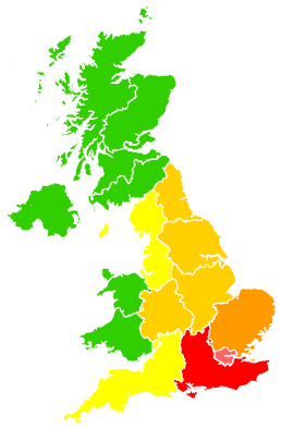Click on a region for air pollution levels for 11/08/1998