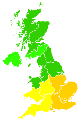 Click on a region for air pollution levels for 11/08/2007