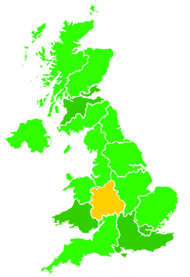 Click on a region for air pollution levels for 11/08/2011