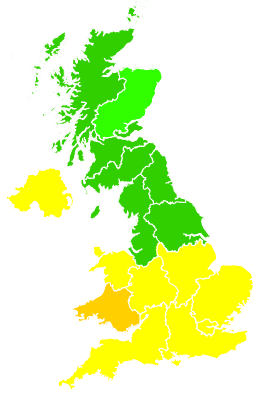 Click on a region for air pollution levels for 11/08/2012
