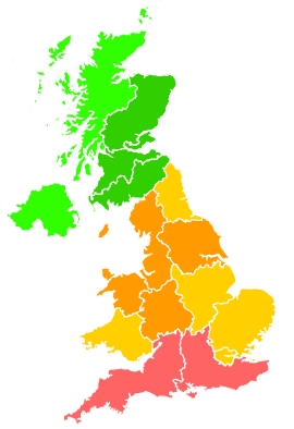 Click on a region for air pollution levels for 11/08/2022