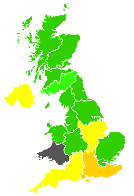 Click on a region for air pollution levels for 11/09/1990