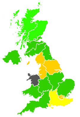 Click on a region for air pollution levels for 11/09/1997