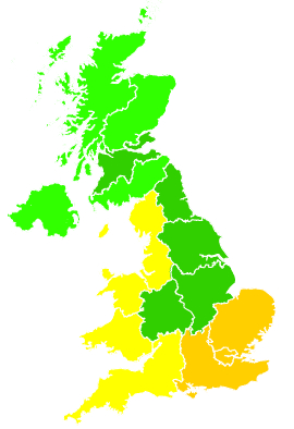 Click on a region for air pollution levels for 11/09/2000