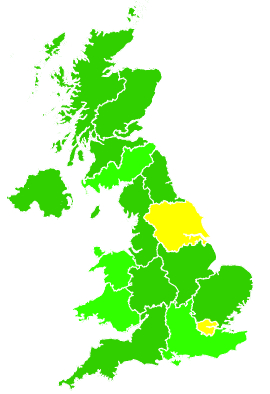 Click on a region for air pollution levels for 11/09/2003