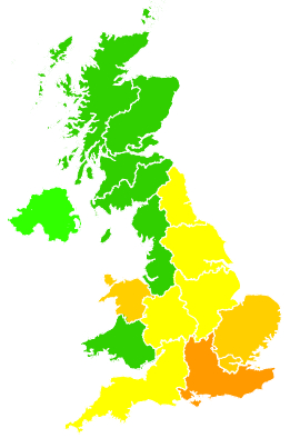 Click on a region for air pollution levels for 11/09/2006