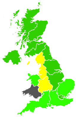 Click on a region for air pollution levels for 11/10/1991