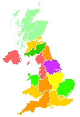 Click on a region for air pollution levels for 11/10/1994